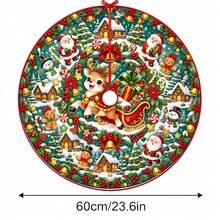 1件裝卡通鹿雪橇快樂圖案聖誕樹裙，優雅配色節日裝飾，5種尺寸，男女通用節日禮物，適合居家與派對聖誕裝飾 - 卡通小鹿雪橇歡樂 - 查看 13