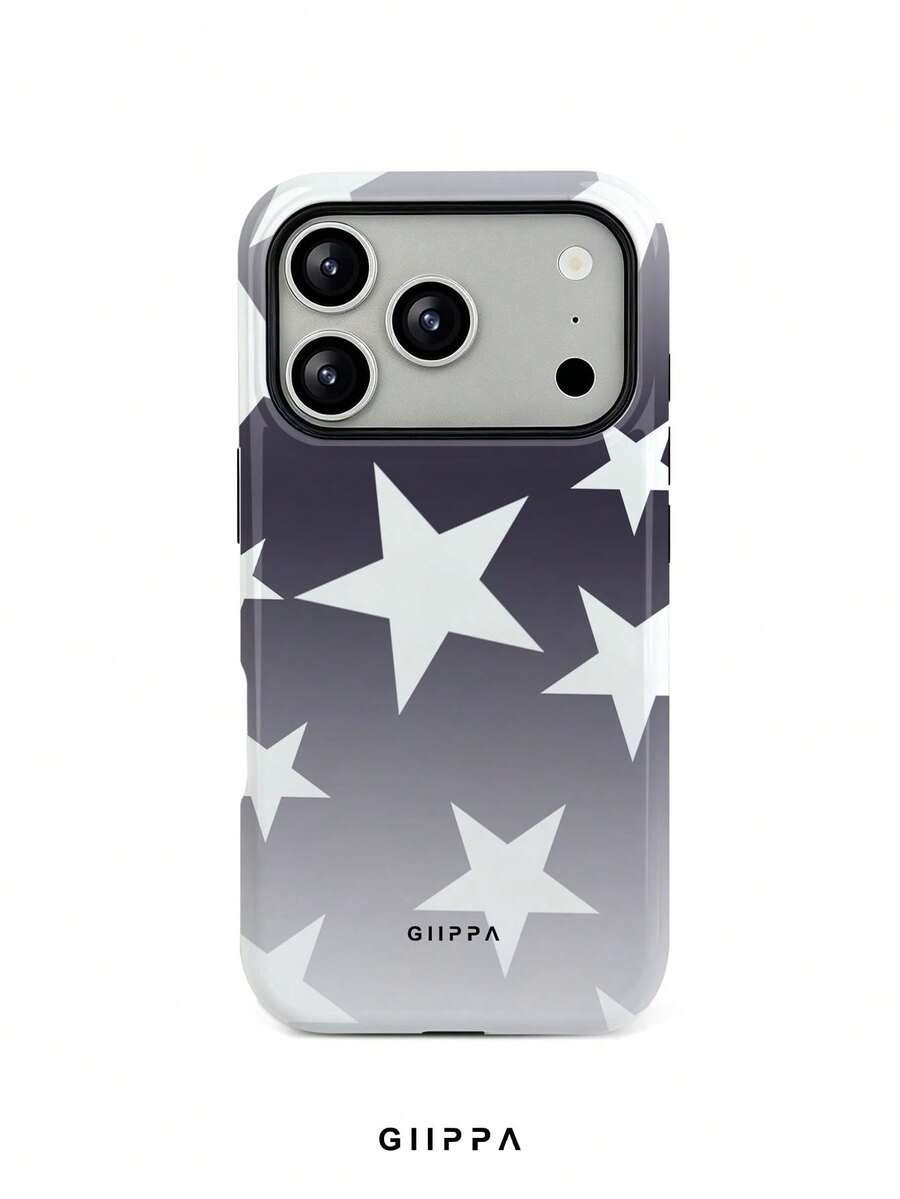 GIIPPA 1pc Blue Gradient Background With White Star Pattern Design, Phone 17 Pro Max Phone Case, Compatible With Phone 16 Pro Max, 15 Pro Max, 14 Pro Max, Korean-Style High-End Fashionable And Fun Phone Case, Suitable For 11/12/13/14/15/16 Pro Max Plus, Elegant Design For Men And Women, Perfect Gift For Girlfriend On Christmas, Valentine's Day, Easter, Wedding Season And Birthday! - Multicolor - View 1