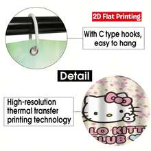 4-Piece Sanrio Hello Kitty Theme Bathroom Set, With Bow Design, Perfect For Bathroom Decor And Ensuring Privacy (Includes 2 Shower Curtains, 1 Toilet Lid Cover And 1 Shower Curtain) - Shower Curtain Set - View 8