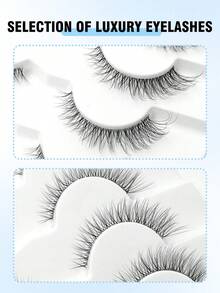6 Pairs Cat Eye False Eyelashes - Lightweight & Fluffy Faux Mink Lashes, Transparent Lash Band, Natural Look, Reusable, Suitable For Beginners - Black - View 3
