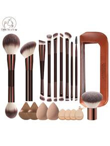 19pcs Makeup Tool Set Including 10 Soft Bristle Makeup Brushes & 1 Storage Bag & 2 Makeup Sponges & 2 Triangle Powder Puffs & 4 Finger Powder Puffs Suitable For Students Daily Use And Short Trips Touch-Up - Multicolor - View 13