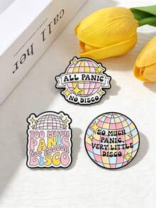 Disco Ball Enamel Pins, Funny Slogan Brooch Set, Retro Colorful Text Badges For Jackets Backpacks Decor Accessories - Multicolor - View 4
