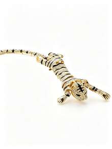 1PC European And American Style Exaggerated Long Drip Oil Tiger Brooch, Alloy Rhinestone Shawl Animal Pin, Suit Coat Accessory Brooch - Multicolor - View 6
