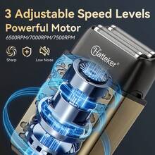 Hatteker 1pc Men's Electric Shaver, Multi-Speed Reciprocating Home Razor, Dual Blade Barber Oil Hair Clipper, Bald Head Shaver - Multicolor - View 5