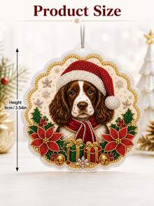 1pc Personalized Custom Pet Photo Christmas Ornament, DIY Pearl Diamond Painting Style Christmas Pendant, Custom Dog Cat Photo Christmas Tree Decoration, Pet Lover Holiday Memorial Gift - Multicolor - View 9