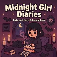 Midnight Girl Diary, 2027 New Halloween Coloring Book, 24 Pages Of Eerie And Cute Doodles, Halloween Gift For Family And Friends, Back To School Essential, Autumn/Winter Gift, Includes One Paper Mat, 7.9x7.9 Inches - Midnight Girl's Diary - View 12
