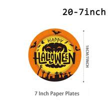 10/20/40pcs Paper Plates,Party Paper Plates,Paper Dinner Plates,7&9 Inch Disposable Paper Plates,Theme Party Tableware Paper Plates,Halloween Paper Plates,Halloween,Spooky Halloween Paper Plates,Tea Party Paper Plates - Multicolor - View 10