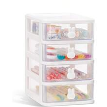1pc Fashionable Rabbit Shaped Drawer Storage Box, Mini Transparent Plastic Desktop Organizer, Can Store Stationery, Cosmetics And Small Items, Cute Rabbit Design Desktop Sorting Box, Exquisite Desktop Decoration, Suitable As Birthday Gift For Girls - Multicolor - View 7