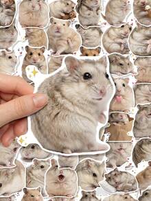 50Pcs Lovely Hamster Meme Stickers, Adorable Real‑Life Hamster Waterproof Stickers For Phone, Kindle, Notebook - Multicolor - View 5