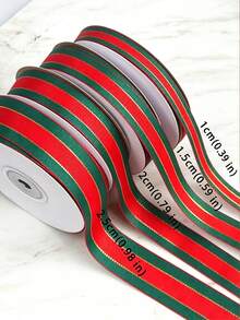 Christmas Plaid Ribbon 25 Yards/Roll Gold Edge Double-Sided Woven Plaid Ribbon Suitable For Christmas Crafts Gift Wrapping Christmas Decoration Handmade Ribbon Fabric - Multicolor - View 6