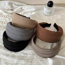 5pcs/1PC Autumn/Winter New Korean Style Premium Fashion Versatile Solid Color Velvet Headband High Crown Wide Headband - Multicolor - View 11