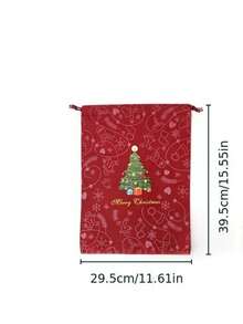1/2pcs Christmas Drawstring Gift Bags, Red & Green Holiday Storage Pouches, Multi-Purpose Portable Packaging For Gifts And Holiday Storage, Suitable For Christmas Gifting And Party Favors - Multicolor - View 2