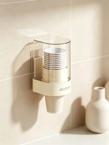 1pc Wall Mount Disposable Cup Dispenser, Punch-Free Paper Cup Holder With Transparent Dust Cover, Automatic Drop Design, Space Saving Cup Storage Rack For Kitchen, Office, Water Dispenser Area, Keep Paper Cups Clean And Tidy - Multicolor - View 7