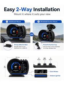 OBD + GPS HUD P6 Car OBD Head Up Display HUD On Board Computer Digital Speedometer Water Temp Fuel Consumption Slope Meter - Head-up Display - View 9