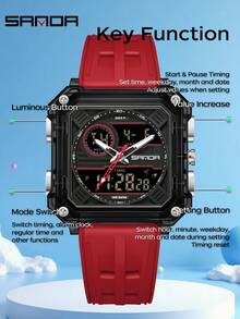 SANDA Fashion Double Display Electronic Watches For Man Luminous Calendar Waterproof Clock Outdoor Sports Casual Ladies Digital Wrist Watch - Black and Red - View 6