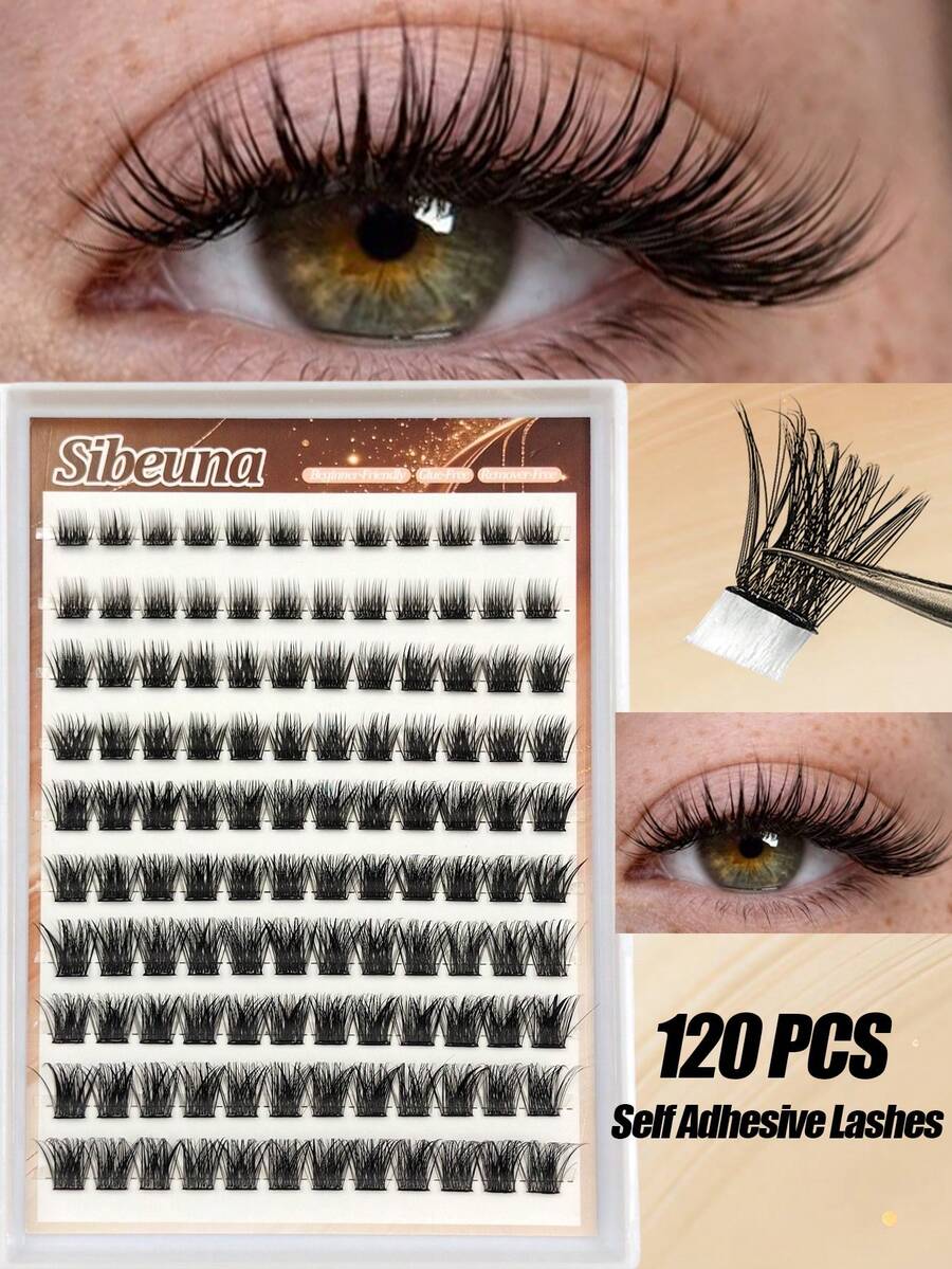 Sibeuna 120片自黏式蓬鬆假睫毛簇 8-16mm 自然款 免膠水 初學者友善 易使用 預黏睫毛簇 - D - 查看 1