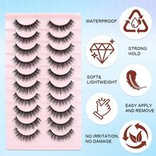 10 أزواج من الرموش الاصطناعية الناعمة والمنفوشة ثلاثية الأبعاد من فرو المنك الصناعي، بمظهر طبيعي، مصنوعة يدويًا، بتأثير درامي، كثيفة وحجمية - الأسود - مشاهدة 3