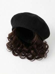 1pc Women's All-In-One Wig Cap, 2-In-1 Beret Hat, Women's Hat, Winter Hat, Hair Cap, Suitable For Daily Wear And Styling - Multicolor - View 6