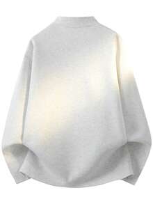 Blueprint Man 1pc Men's Light Gray Henley Collar Long Sleeve T-Shirt, Soft Knit Fabric, Skin-Friendly, 2-Button Henley Collar Design, Unique Layered Style, Solid Color Minimalist Casual, Suitable For Daily Commute And Outdoor Activities - Light Grey - View 6