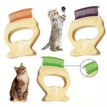 1pc Pet Cat Grooming Massage Brush, Shell-Shaped Handle, Pet Grooming Massage Tool For Removing Cat Shedding Hair, Cleaning Supplies - Multicolor - View 3