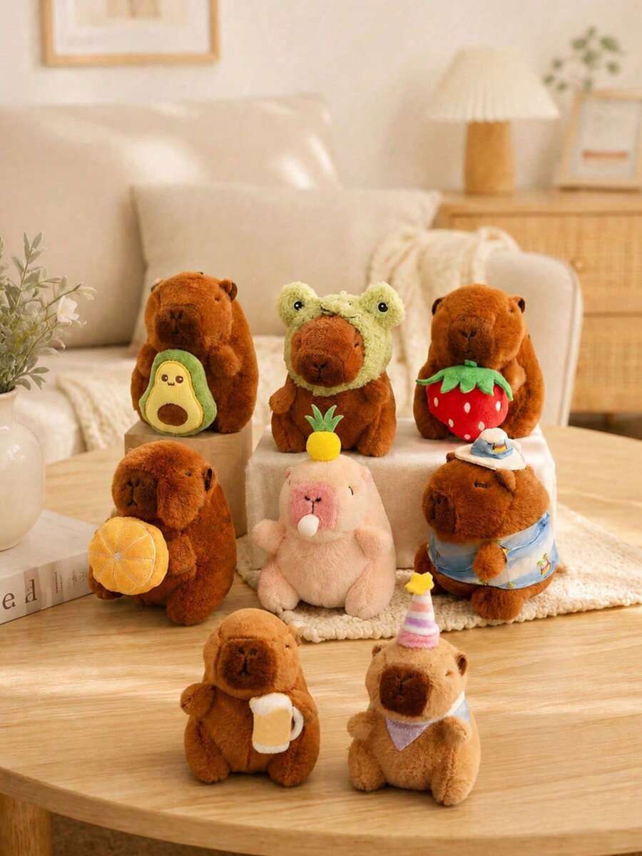 1 st mjuk mjukisdocka i plysch med capybara, tecknad hängande docka, virkad capybara, capybara-väska, grodnalle, stoppad capybara - Multifärgad - Visa 1