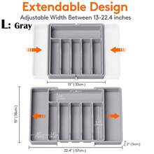 Extra Large Cutlery Drawer Organizer, Expandable Cutlery Tray | Kitchen Flat Cutlery Storage Rack, Adjustable Plastic Organizer Box, Suitable For Spoons, Forks, Knives - Multicolor - View 8