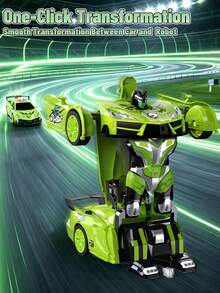 1pc Transformable Remote Control Car Robot Toy, Dinosaur Robot Transformable Car Remote Control Toy, Black & Gold Transformable Remote Control Car, 360 Degree Rotating Drift Racing Car, One-Key Automatic Demonstration, Remote Control Car Toy, Battery Powered, Plastic, Press Operation, Transformable ABS Plastic One-Key Racing Car Wireless Remote Control Police Car, Suitable For 4-7, 8-12 Years Old And Above Boys, Girls And Beginners, Boy Girl Gift Toy, Durable PVC Shell, Ideal Choice For Halloween And Christmas Gifts, Children's Winter Gift - Multicolor - View 3