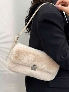 BAILEE A And Avant-Garde Faux Fur Shoulder Bag With A Flip-Cover Zipper Closure, Ideal For Outfit Coordination And A Preferred Gift Option. - Multicolor - View 3
