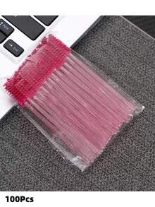 100pcs/50pcs/10pcs Large Capacity Eyelash Brushes Spoolies Makeup Applicators, Suitable For Eyelash Extensions, Eyebrow Grooming, Gifts, Travel, Budget-Friendly, Travel Essentials - Pink - View 24