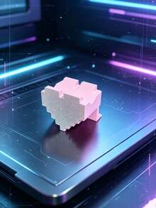 Pixel Heart Ornament With Rhinestone Detail, Pink/Red/White Glitter 8-Bit Love Decor, Cool Gaming Desk Accessory, Gift For Gamers, Cute Room Decor. - View 6