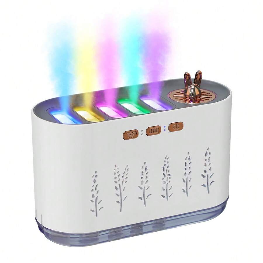 7-Color Voice-Activated Humidifier With 5 Mist Outlets + 700ML Large Water Tank, 20-Color Light, 6-Hour Timer, Essential Oil Compatible, Christmas Gift, Birthday Gift, Practical And Beautiful Gift For Friends And Family