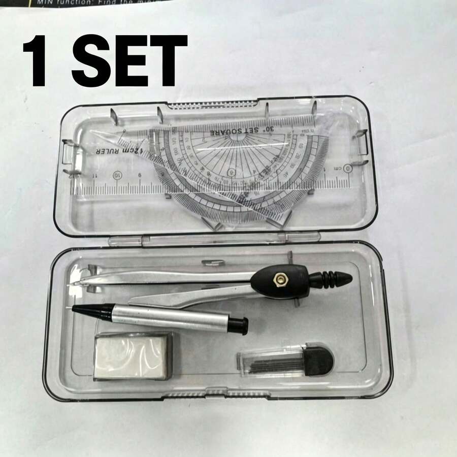 7-Piece Drawing Tool Set (Includes Compass, Protractor, Ruler, Triangle Ruler And Writing Tools) - Math Tools, Suitable For Students, Teachers, Engineers, Architects, Suitable For Home, School, Office Use, Practical Stationery For Back To School Season, Students, Teachers, Classrooms, Offices, Homes, Suitable For Back To School Season, Back To School Gifts, National Day, Halloween, Weddings, Birthday Parties, Christmas, Graduation Season, Mother's Day, Easter, Back To School Season, Back To School