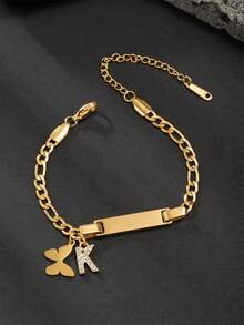 1 Gelang Anak-Anak Liontin Inisial Kupu-kupu Bergaya dan Kasual, Cocok untuk Dekorasi Sehari-hari, Hadiah Ulang Tahun dan Liburan untuk Anak-Anak - Yellow Gold - View 28