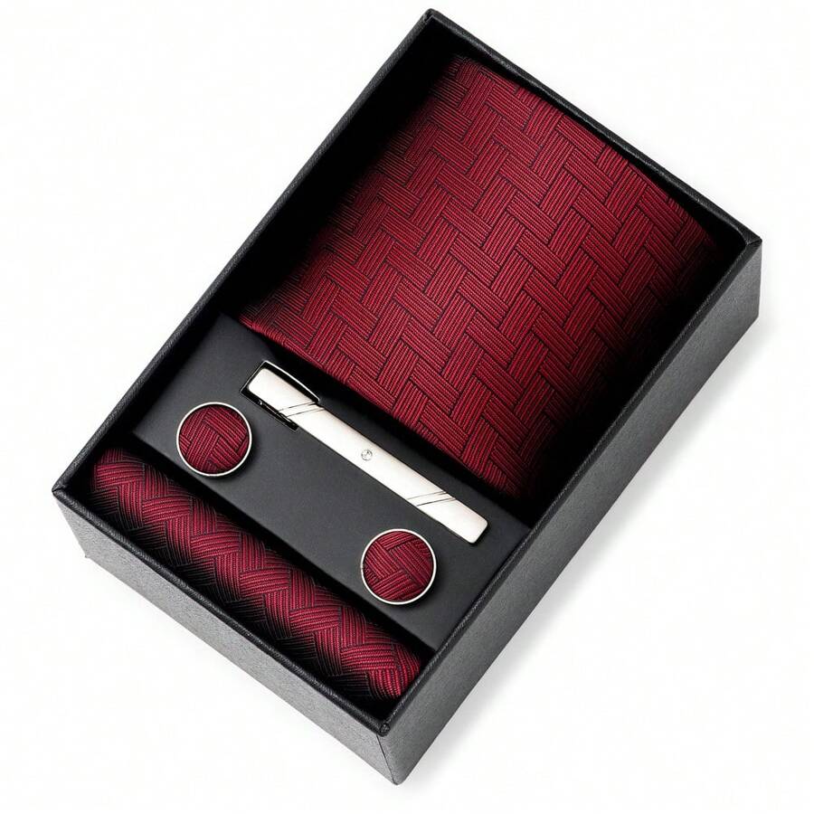 AlanKing Red Paisley Men's Tie Set, Perfect For Holiday Gifts And Wearing - Multicolor - View 1