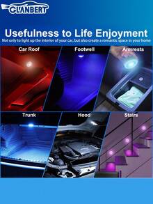 GLANBERT 4/2PCS Car Color Decorative Light RGB Remote Control Foot Light High Brightness Multi-Mode Ambient Light, 13 Colors Interior Car Led Puck Lights, Inside Night Lamp For Vehicle Home Decoration, Touch Ambient Led Lights Foot Ligh(Battery Not Included) - Multicolor - View 6
