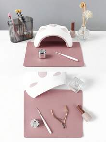 Light Pink Nail Table Mat, Waterproof Soft PU Leather, Studio Desk Mat, Foldable Nail Arm Rest Pad, Nail Table Mat, Suitable For Nail Tech Salon And Home Use. - Dusty Pink - View 5