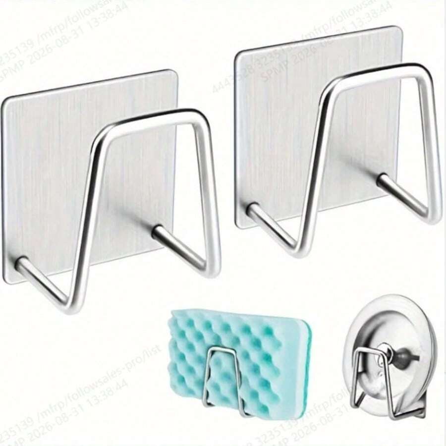 Stainless Steel Wall-Mounted Sponge Holder - Rust-Proof, Waterproof, Quick Drying - Suitable For Kitchen, Bathroom And Office - Multiple Styles - View 1