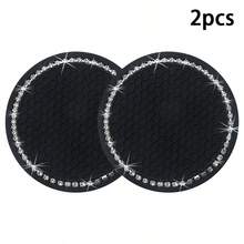 1pc/2pcs Car Cup Holder Coasters, Shiny Cup Holder Inserts, Universal Anti-Slip Silicone Cup Holder Decor, Car Interior Mat, 7cm/2.75in Soft Crystal Rhinestone Rubber Pad Set, Round Car Beverage Cup Coaster, Car Interior Accessories - Multicolor - View 17