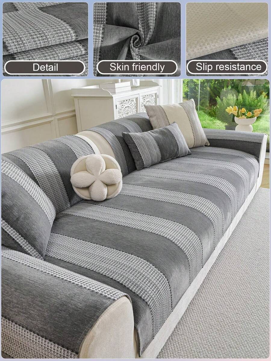 1PC Fashionable And Simple Style All Season Universal Sofa Cover Pad, Anti Slip Luxury Sofa Pad, Suitable For Home, Bedroom, Living Room, Study, Office, Graduation Ceremony And Other Occasions, Pet Scratch Resistant Protective Pad - Grey - View 1