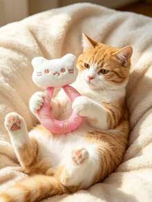 1pc Cute Cat Head Ring Pet Toy, Interactive Training Toy For Cats, Daily Chewing And Play Toy For Kittens, Indoor Home Cat Play Prop, Fun Companion Game Toy To Support Cat Daily Exercise And Behavioral Enrichment - Multicolor - View 3