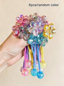 12/6pcs Multicolor Cracked Camellia Hair Ties High Elastic Rubber Bands Versatile Daily Hair Accessories Back To School Fall Outfits - Multicolor - View 10