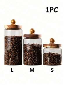 1pc Glass Storage Jar With Lid, Coffee Bean Storage Jar, Snack Storage Jar, Airtight Glass Container, Kitchen Storage Jar - Suitable For Tea, Dried Fruit, Nuts, Snacks, Grains - Multicolor - View 14