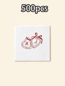 Custom Photo White Cocktail Napkins, Romantic Heart Monogram Table Decor, Personalized Wedding Engagement Anniversary Party Supplies, Elegant Christmas Dinner Accent, Customized Text & Picture Celebration Favor, Customizable Holiday Gift For Couples - Style F - View 9