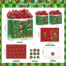 The Grinch 24pcs Green Monster Holiday Gift Bags & Greeting Cards Decorative Paper - Multicolor - View 6