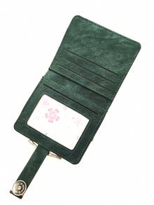 Women's Short Wallet Card Holder, INS Style Vintage Metal Clasp, Textured PU Leather, Multi-Layer Card Slots, Large Capacity Design, Exquisite Snap Closure, Elegant Fashionable, Wear-Resistant Durable, Compact And Lightweight, Easily Matches Your Daily Outfit - Dark Green - View 10