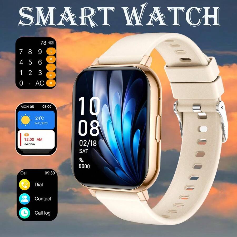 [Smart Watch]This Full Touchscreen Smartwatch Is Designed For Fashionable Young Women, Men And Couples. It Supports Wireless Calling, Step Counting, Music Control And Fitness Functions, Compatible With Android/IOS Phones, Equipped With A 180mAh Battery. It Is An Ideal Gift Choice For New Year, Valentine's Day, Easter And Christmas.