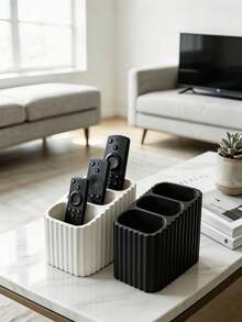 1/2/3pcs Remote Control Storage Box, Wavy Design, Living Room Coffee Table Decor, Bedroom Bedside Storage, Suitable For Home Storage Enthusiasts, Makeup Brush Holder, New Year, Housewarming Gift, Thanksgiving, Christmas, Halloween - Multicolor - View 2