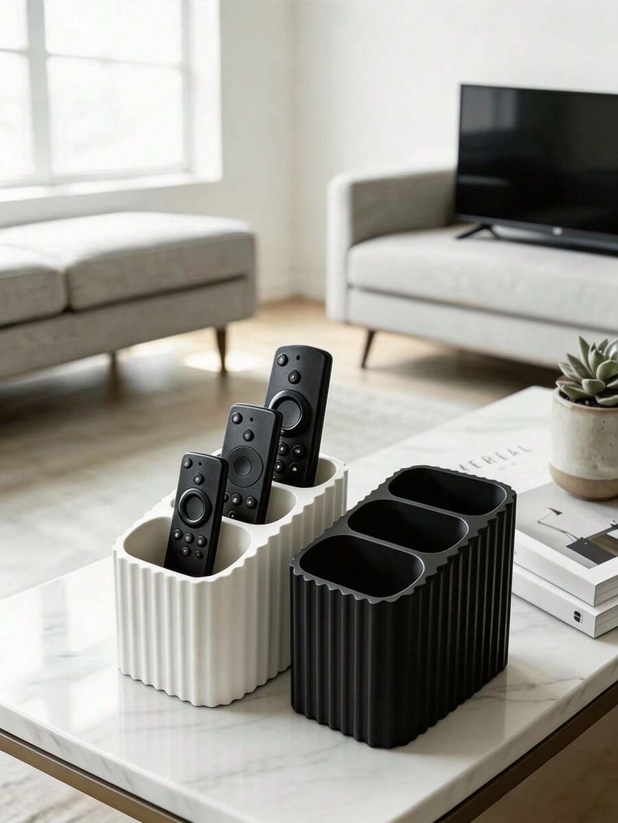 1/2/3pcs Remote Control Storage Box, Wavy Design, Living Room Coffee Table Decor, Bedroom Bedside Storage, Suitable For Home Storage Enthusiasts, Makeup Brush Holder, New Year, Housewarming Gift, Thanksgiving, Christmas, Halloween