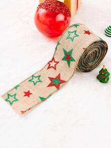 1 Roll Classic Christmas Linen Ribbon Set, 5 Meters Per Roll, Colorful Printed Christmas & Thanksgiving Decorative Ribbon, Suitable For Gift Wrapping, DIY Bows, Office Decor, Theme Party Decoration, Christmas Decoration - Multicolor - View 9