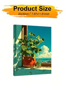 DIY Potted Plant By Sea View (Frameless Or Framed 8x12 / 16x20 Inches) Paint By Numbers Kit(Acrylic) Arts & Crafts For Adult Beginners, Relaxing Home Wall Decor, And Perfect Holiday Gifts And Room Decorations - Sets - View 8
